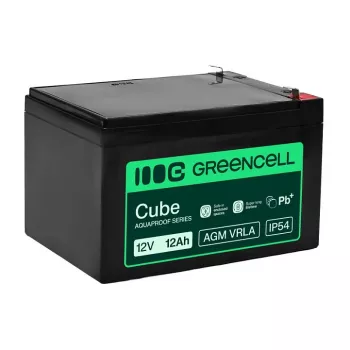 Batería Greencell AGM VRLA 12V 12Ah sin mantenimiento para cajas registradoras, juguete, cámaras (151x98,5x95mm)