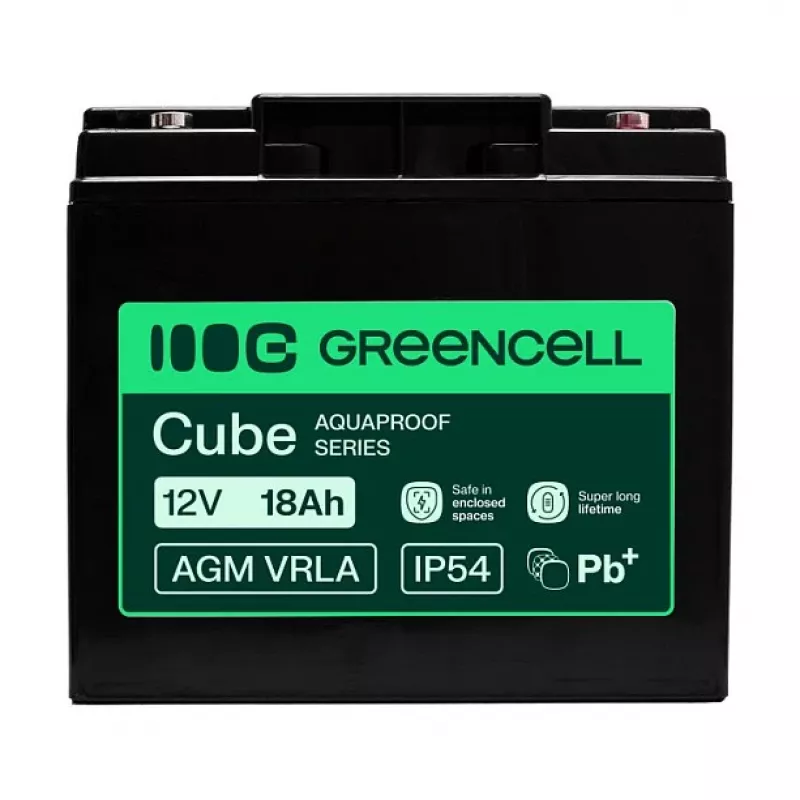Batería Greencell AGM VRLA 12V 18Ah sin mantenimiento para cajas registradoras, juguete, cámaras (181x77x167mm)