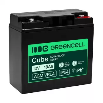 Batería Greencell AGM VRLA 12V 18Ah sin mantenimiento para cajas registradoras, juguete, cámaras (181x77x167mm)