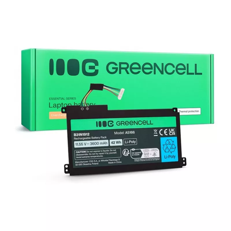 Batería Green Cell para ASUS C31N1912 / B31N1912, 3 celdas, 42Wh, 11,55V, Li-Ion Polymer, negro