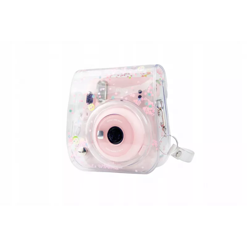 LOVEINSTANT funda protectora para Fujifilm Instax Mini 11 - transparente con lentejuelas rosas