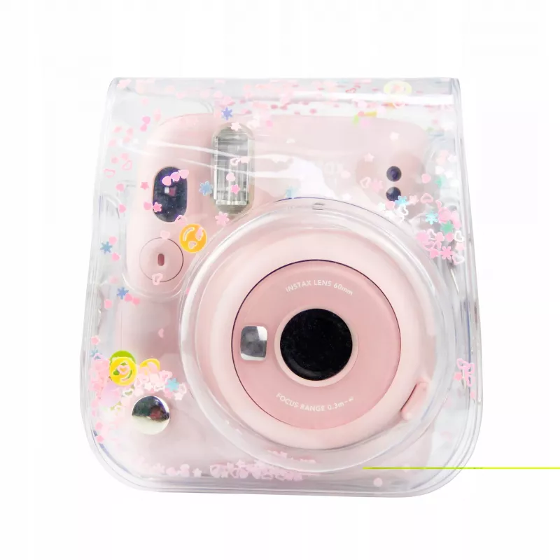 LOVEINSTANT funda protectora para Fujifilm Instax Mini 11 - transparente con lentejuelas rosas