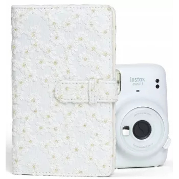 LOVEINSTANT Álbum de fotos para Fujifilm Instax Mini / Xiaomi / Polaroid / Canon / HP / Kodak - Blanco bordado