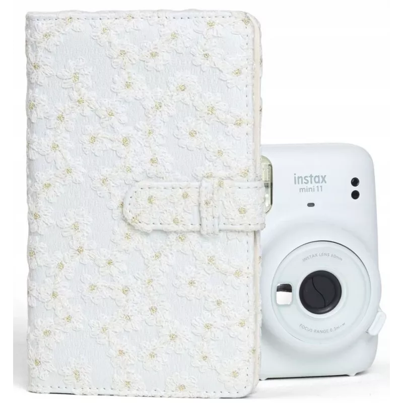 LOVEINSTANT Álbum de fotos para Fujifilm Instax Mini / Xiaomi / Polaroid / Canon / HP / Kodak - Blanco bordado