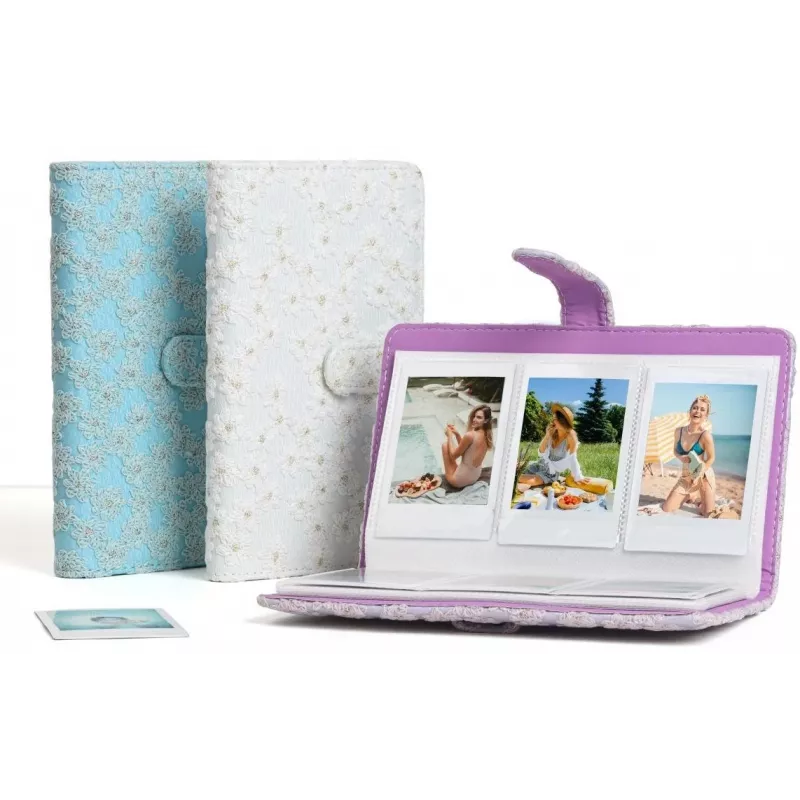 LOVEINSTANT Álbum de fotos para Fujifilm Instax Mini / Xiaomi / Polaroid / Canon / HP / Kodak - Blanco bordado