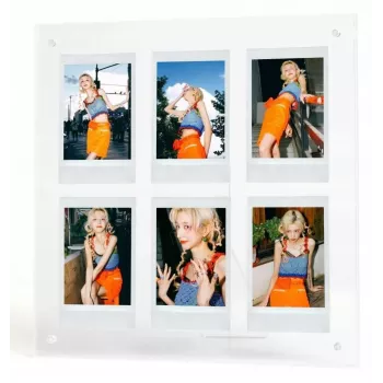 LOVEINSTANT Marco de fotos fijas para 6 fotos, compatible con Fujifilm Instax Mini / Xiaomi / Polaroid / Canon / HP / Kodak - Zinc / Transparente