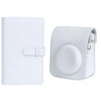 LOVEINSTANT Pack de bolsa de cámara y álbum de fotos para Fuji Instax Mini 12 - blanco (108 fotos)