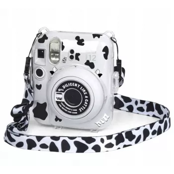 LOVEINSTANT Funda para Fujifilm Instax Mini 12 con pegatinas - estampado de vaca