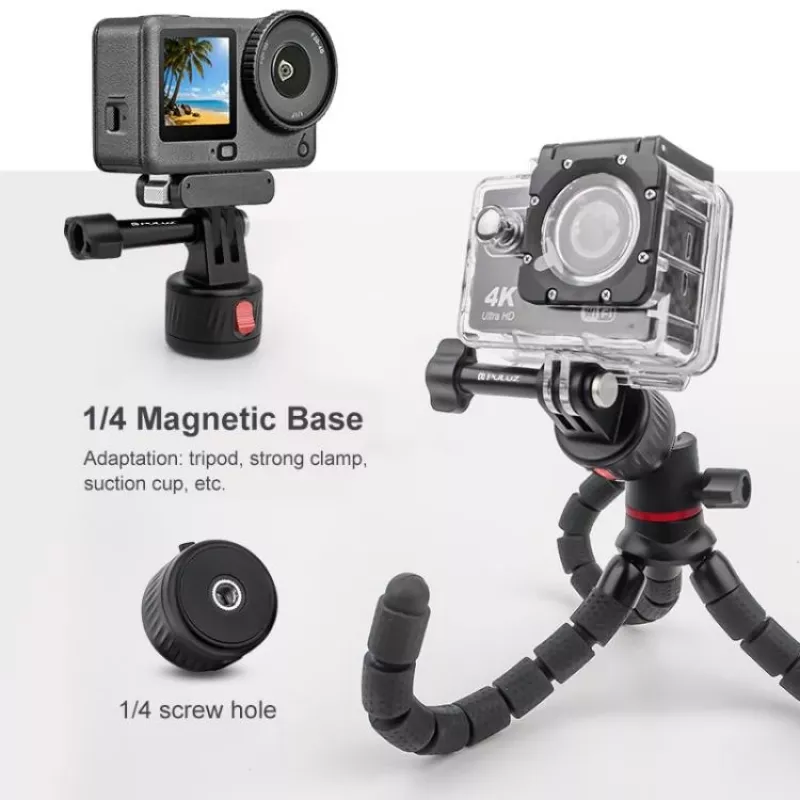 Soporte magnético de liberación rápida PULUZ con rosca de 1/4 inch para GoPro Hero 11 10 9 8 7 6 5 4 / SJCAM / Xiaomi / DJI - PU708B