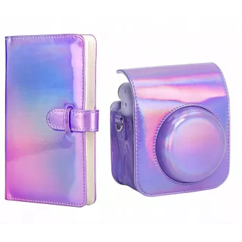 Funda LOVEINSTANT para Fujifilm Instax Mini 12 + álbum de fotos para 96 fotos / Sparkle Purple