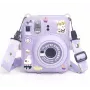Funda protectora LOVEINSTANT para Fujifilm Instax Mini 12 - diseño Sweet Rabbit, lila con purpurina, con pegatinas y bolsa de fotos