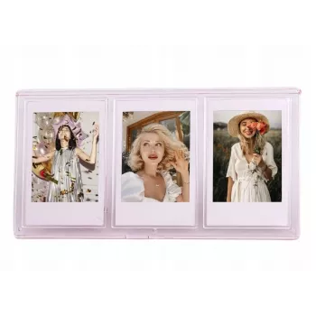 LOVEINSTANT Marco de pie para 3 fotos compatible con papel Zink / Fuji Instax Mini - Rosa