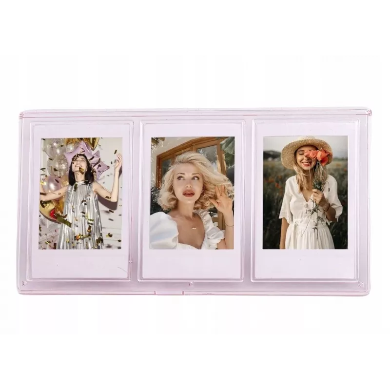 LOVEINSTANT Marco de pie para 3 fotos compatible con papel Zink / Fuji Instax Mini - Rosa