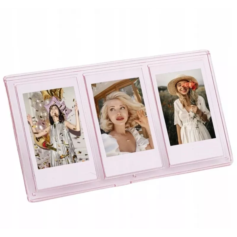 LOVEINSTANT Marco de pie para 3 fotos compatible con papel Zink / Fuji Instax Mini - Rosa