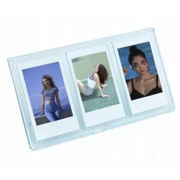 LOVEINSTANT Marco de pie para 3 fotos, compatible con Fuji Instax Mini y copias Zink 2x3 pulgadas - Azul