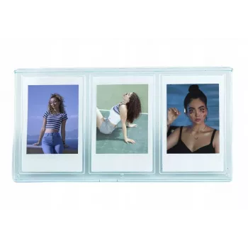 LOVEINSTANT Marco de pie para 3 fotos, compatible con Fuji Instax Mini y copias Zink 2x3 pulgadas - Azul