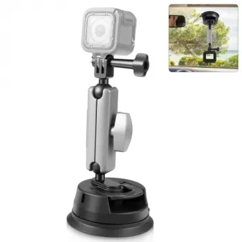 PULUZ Soporte con ventosa para cámara, smartphone, rosca de 1/4 pulgadas, Negro