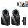 PULUZ PU647B 2x Micrófono lavalier inalámbrico para iPhone Lightning
