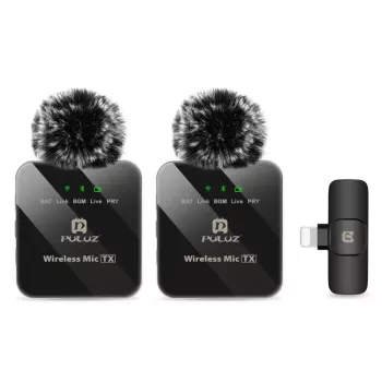 PULUZ PU647B 2x Micrófono lavalier inalámbrico para iPhone Lightning
