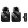 PULUZ PU648B 2x Micrófono de solapa inalámbrico para smartphones USB-C, tablets, portátiles - 2,4 GHz, omnidireccional, Plug and Play