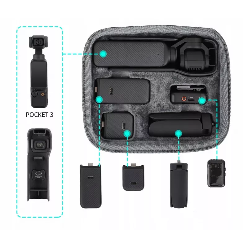 SUNNYLIFE Funda protectora rígida para DJI Osmo Pocket 3 y accesorios, Negro