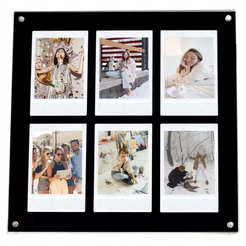 Marco para fotos LOVEINSTANT para 6 fotos compatible con Fujifilm Instax Mini / Xiaomi / Polaroid / Canon / HP / Kodak - Zink / Negro