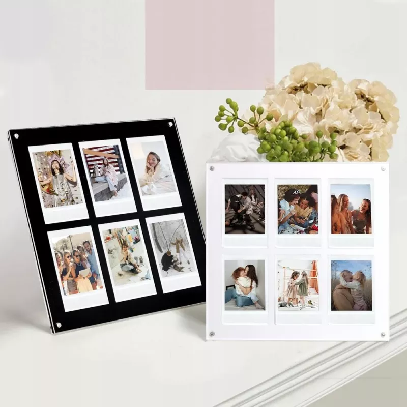 Marco para fotos LOVEINSTANT para 6 fotos compatible con Fujifilm Instax Mini / Xiaomi / Polaroid / Canon / HP / Kodak - Zink / Negro