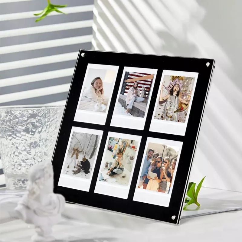Marco para fotos LOVEINSTANT para 6 fotos compatible con Fujifilm Instax Mini / Xiaomi / Polaroid / Canon / HP / Kodak - Zink / Negro
