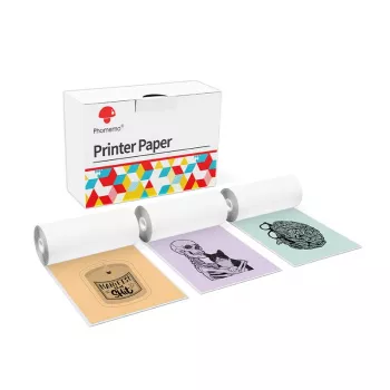 Papel térmico para etiquetas Phomemo 3 rollos en varios colores para T02 M02 PRO M03 M04S