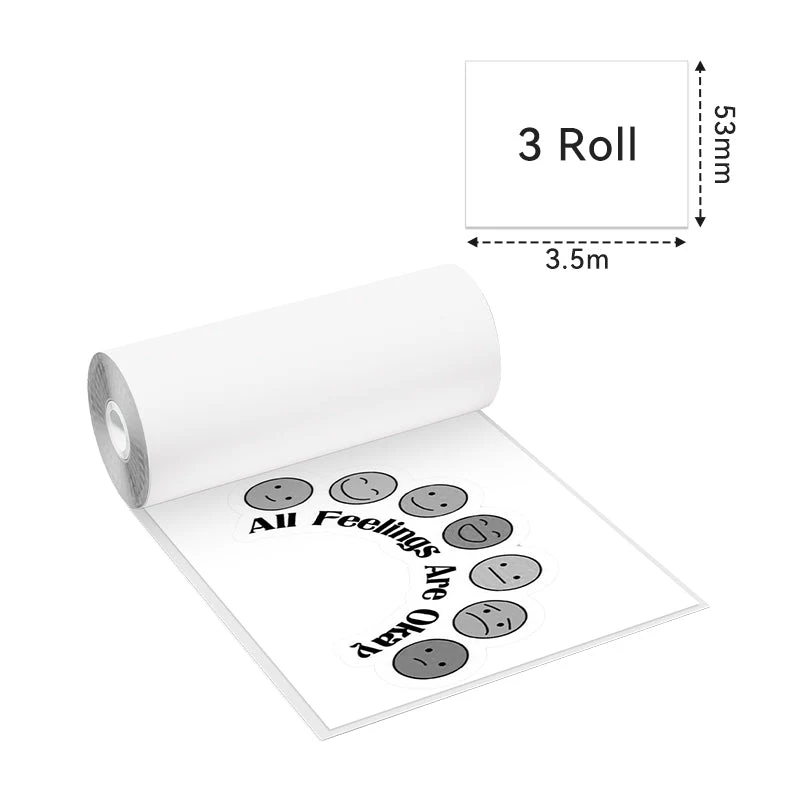 Rollos de papel autoadhesivos Phomemo pack de 3 para Phomemo T02, M02, M02 Pro, M03, M04S / Q22-RMS2
