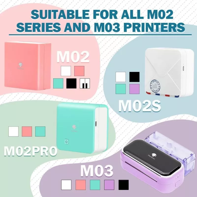 Rollos de papel autoadhesivos Phomemo pack de 3 para Phomemo T02, M02, M02 Pro, M03, M04S / Q22-RMS2