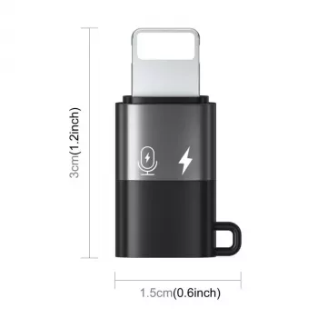 Adaptador OTG PULUZ Lightning a USB-C para iPhone, negro (PU649B)