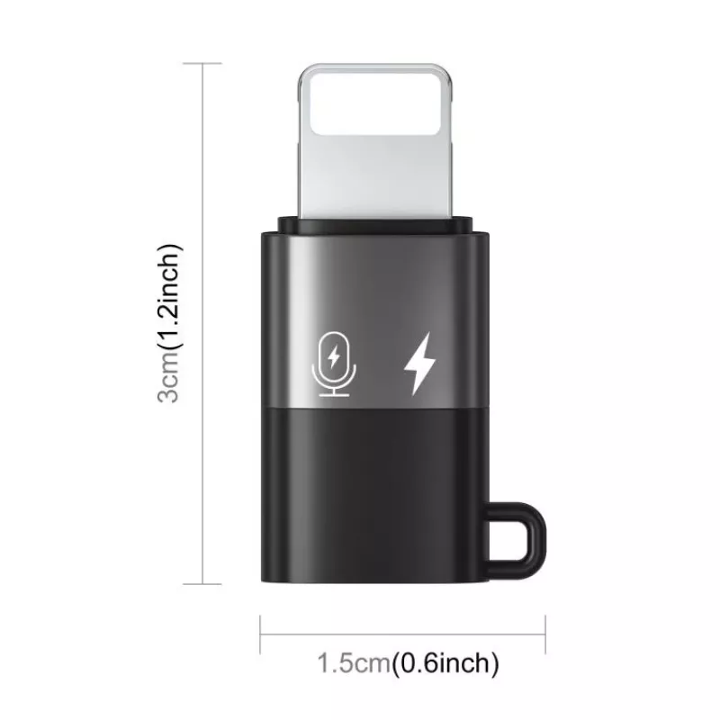 Adaptador OTG PULUZ Lightning a USB-C para iPhone, negro (PU649B)