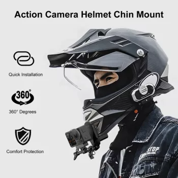 PULUZ Soporte de mentón para casco de moto para GoPro Hero 12 11 Mini 10 9 8 7 6 5 4 3+ Max - PU927B