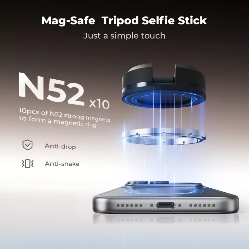 KF Palo selfie con trípode de 162 cm magnético MagSafe para smartphone con mando a distancia Kf09.139