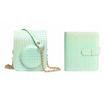 LOVEINSTANT Kit 2 en 1: funda protectora + álbum de fotos para Fujifilm Instax Mini 12 - Verde