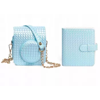 LOVEINSTANT Set 2 en 1: funda protectora para Fuji Instax Mini 12 + álbum de fotos para 64 fotos, Azul