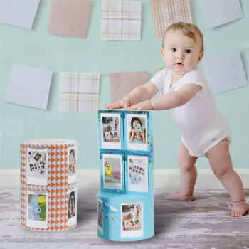 LOVEINSTANT Marco de fotos plegable en forma de cubo para 24 fotos Instax Mini - Sea Blue