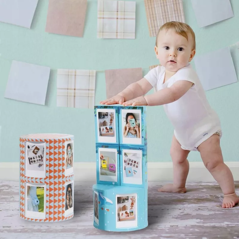 LOVEINSTANT Marco de fotos plegable en forma de cubo para 24 fotos Instax Mini - Sea Blue