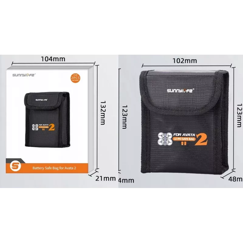 Sunnylife Bolsa ignífuga para batería DJI Avata 2 (capacidad para 2 baterías) AT2-DC782-2