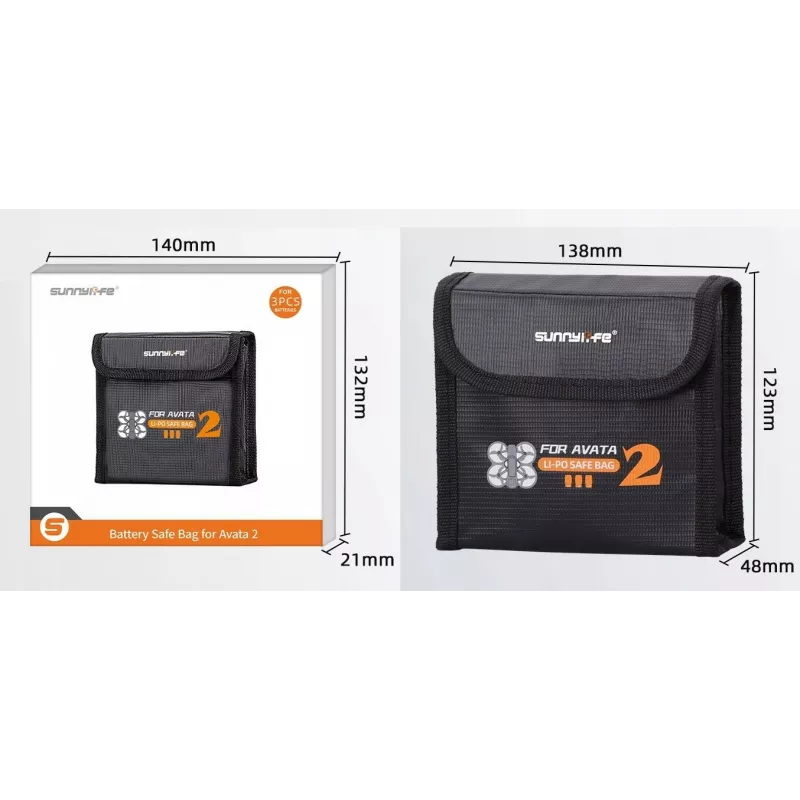 Sunnylife bolsa ignífuga para 3x baterías DJI Avata 2 AT2-DC783-3