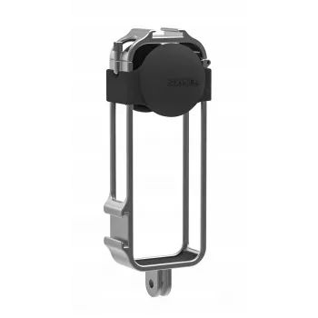 SUNNYLIFE Soporte de marco con 2 soportes de zapata en frío y tapa de objetivo de silicona para Insta360 X4 (Negro)