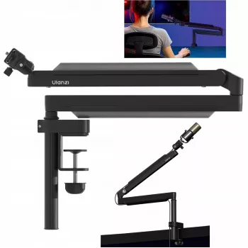 ULANZI ZJ05 Soporte de brazo articulado para micrófono con pinza de mesa, 690 mm de alcance, negro
