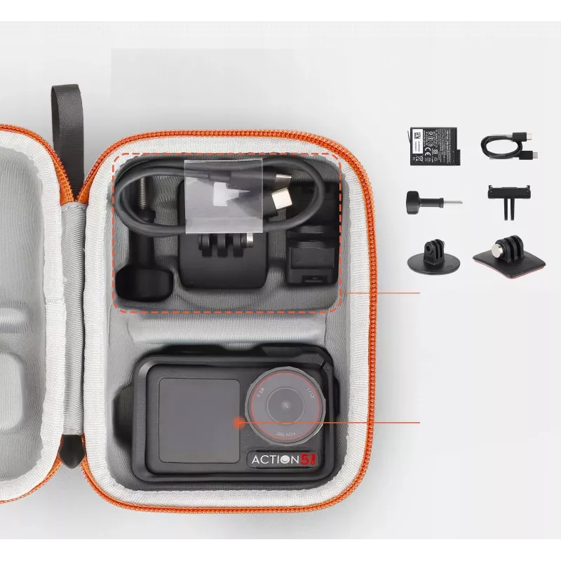SUNNYLIFE Funda de transporte protectora para DJI Osmo Action 3, 4, 5 Pro - Carcasa rígida de EVA, resistente a golpes, negra