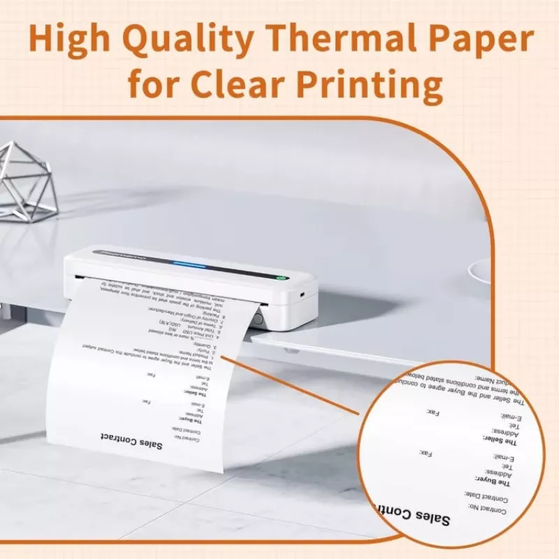 Phomemo 3 rollos de papel de etiquetas autoadhesivas Blanco 110mm para Phomemo M832 M04S M04AS / Q22-RMS10-107