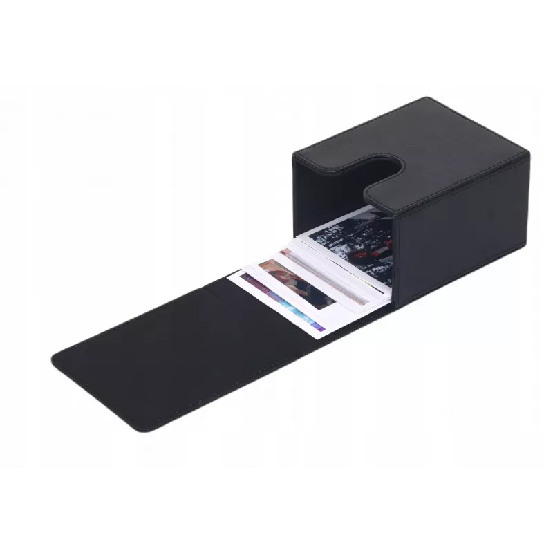 LOVEINSTANT Caja de almacenamiento de fotos para 100 copias - compatible con Fuji Instax Wide, Square, Polaroid 600, Now - negra con ventana