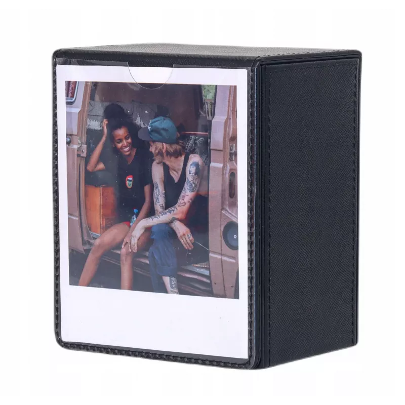LOVEINSTANT Caja de almacenamiento de fotos para 100 copias - compatible con Fuji Instax Wide, Square, Polaroid 600, Now - negra con ventana