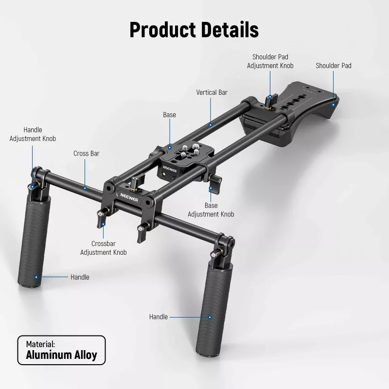 NEEWER SR004 Estabilizador de hombro tipo rig para DSLR con empuñadura para cámaras y videocámaras DSLR