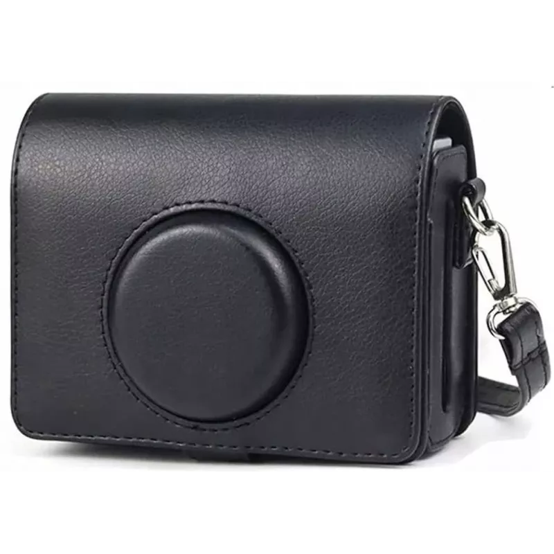 LOVEINSTANT Kit 2 en 1 de funda protectora y protector de pantalla de cristal templado para Fujifilm Instax Mini Evo - Negro
