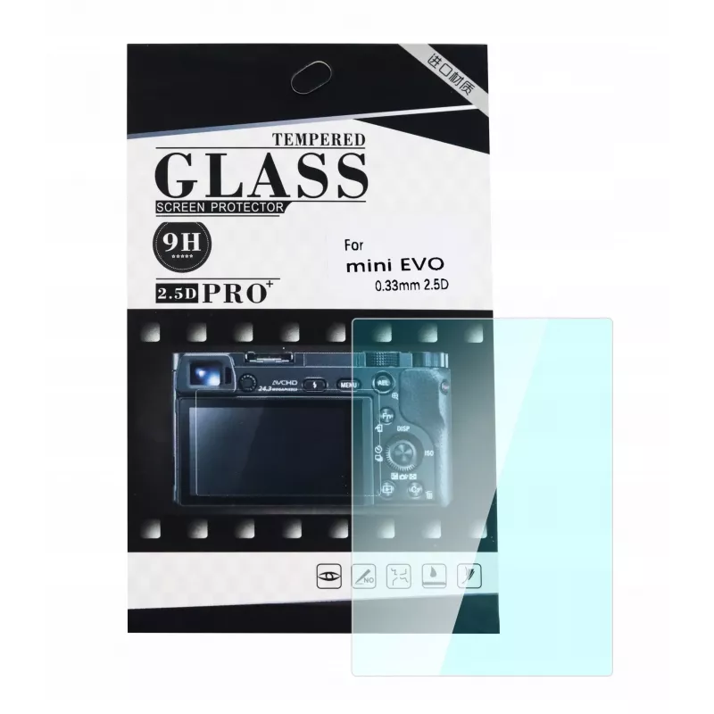 LOVEINSTANT Kit 2 en 1 de funda protectora y protector de pantalla de cristal templado para Fujifilm Instax Mini Evo - Negro